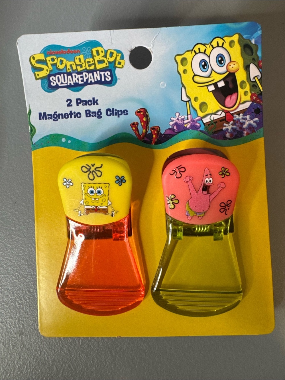 SpongeBob SquarePants Patrick 2-Pack Magnetic Bag Clips - Yellow & Pink